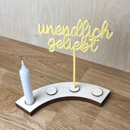 Kerzenmodul mit vier Kerzentüllen für Personalisierten Geburtstagsteller mit Vase und Kerze, Kerzenplatte