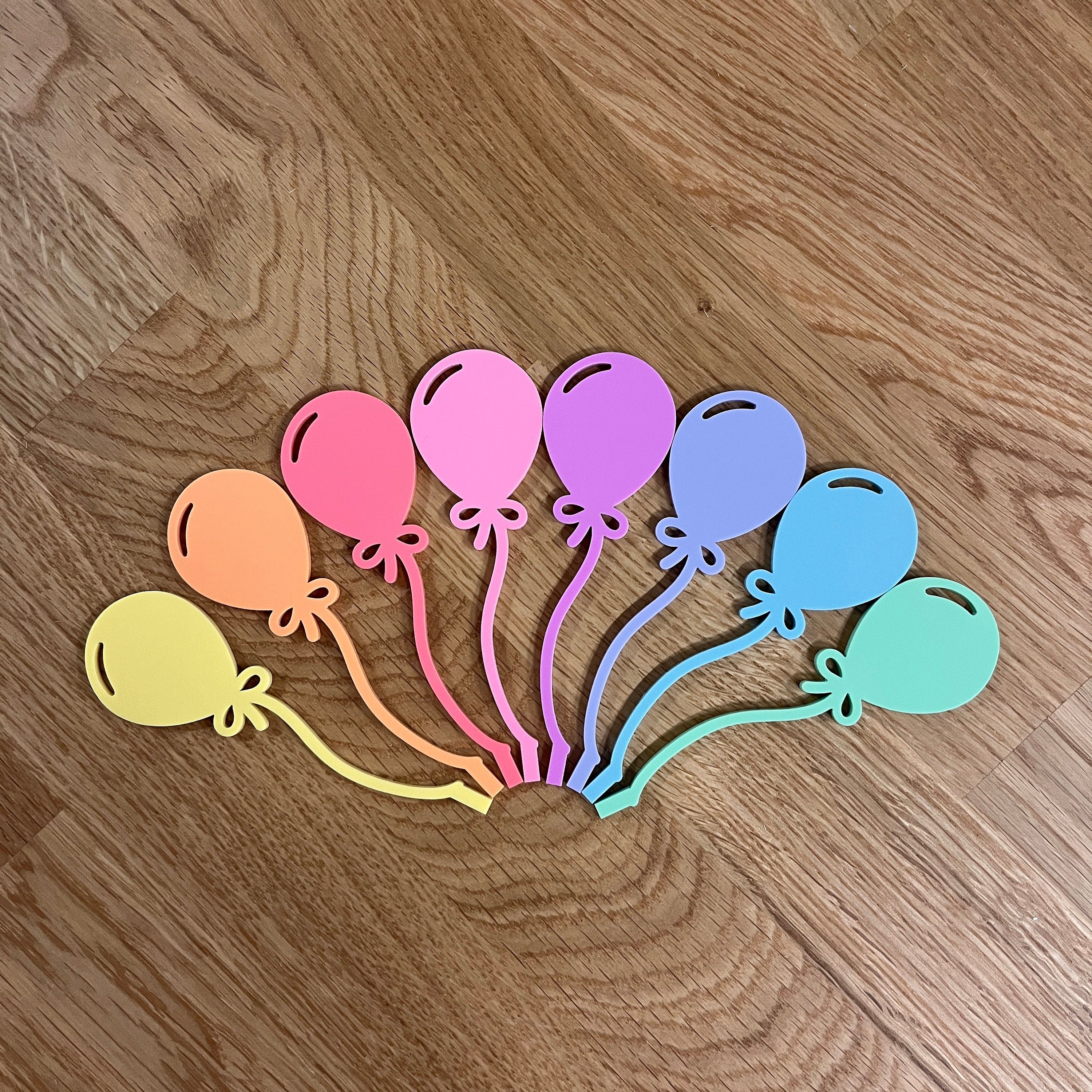 Motivstecker Luftballon für Personalisierten Geburtstagsteller mit Vase und Kerze, Geburtstagskranz, Tischdeko