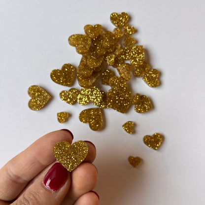 Streudeko Glitzer-Herzen Gold Acryl, Herzen aus Acrylglas, Tischdekoration, Tischdeko Hochzeit, Geschenkdekoration