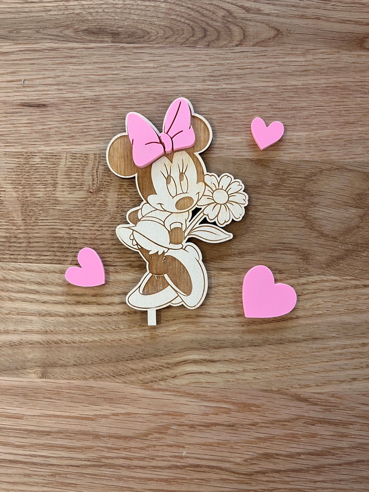 Motivstecker Minnie Mouse für Personalisierten Geburtstagsteller mit Vase und Kerze, Kerzenplatte, Geburtstagskranz, Tischdeko