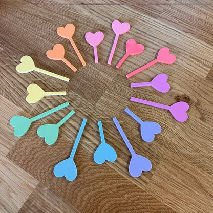 Motivstecker Herzen für Personalisierten Geburtstagsteller mit Vase und Kerze, Kerzenplatte, Geburtstagskranz, Tischdeko
