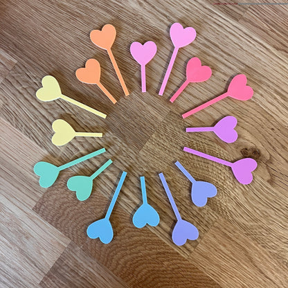 Motivstecker Herzen für Personalisierten Geburtstagsteller mit Vase und Kerze, Kerzenplatte, Geburtstagskranz, Tischdeko