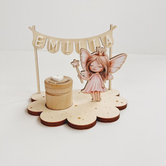 Personalisierter Zahnfee Teller für Mädchen, Einschulung, Kinder Geschenk, Kinderzimmer Dekoration,  Holzdeko