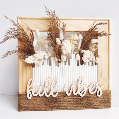 Schriftzug "fall vibes" Herbstdeko, Holzschrift, Text aus Holz, Herbst Wandbehang, Wanddeko
