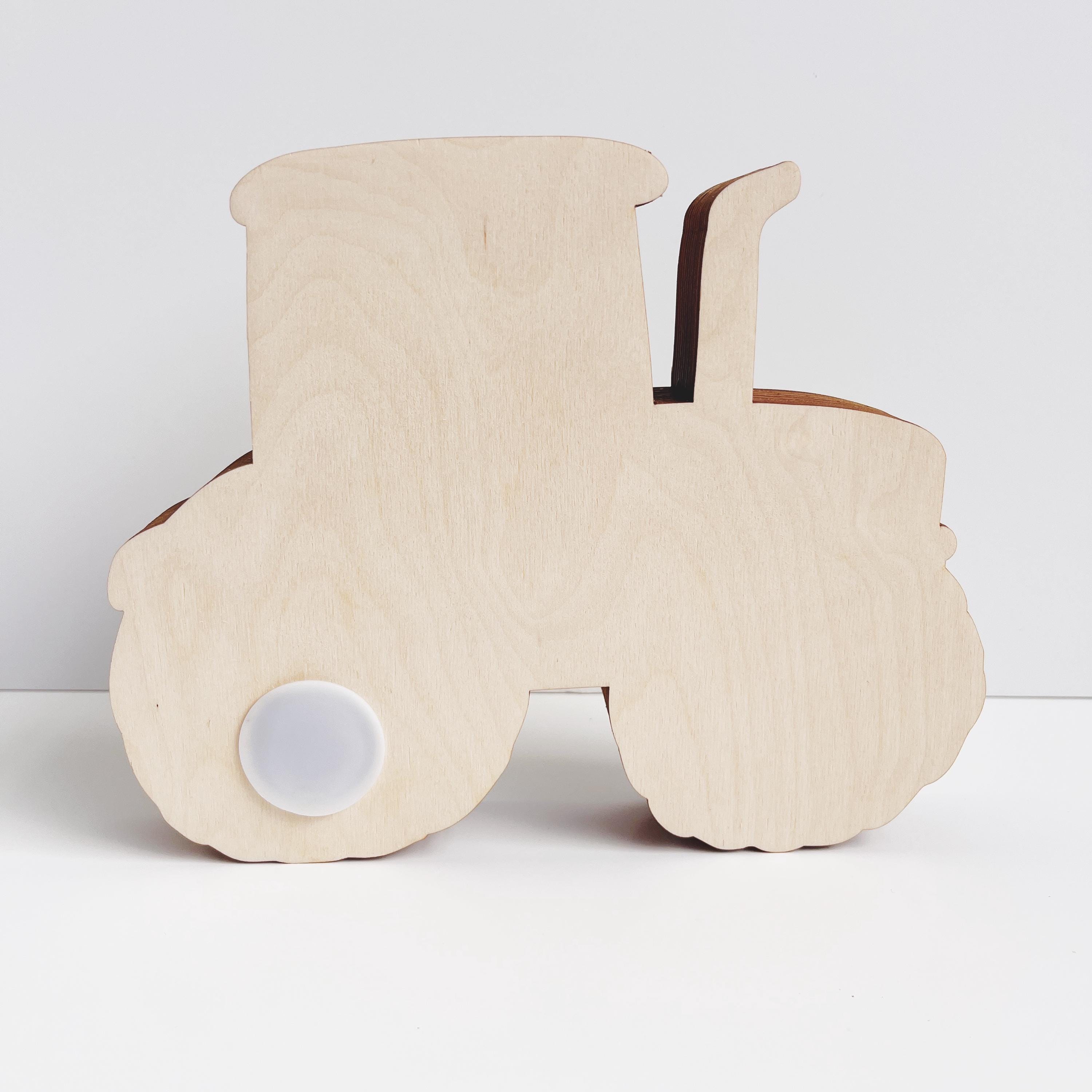 Traktor Spardose Kind personalisiert, Spardose Traktor Holz