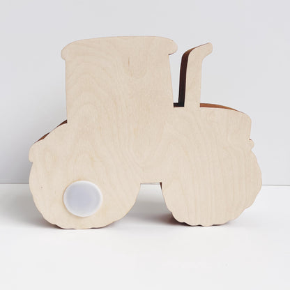 Traktor Spardose Kind personalisiert, Spardose Traktor Holz