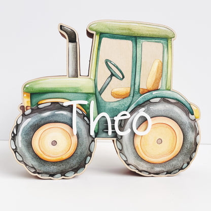 Traktor Spardose Kind personalisiert, Spardose Traktor Holz