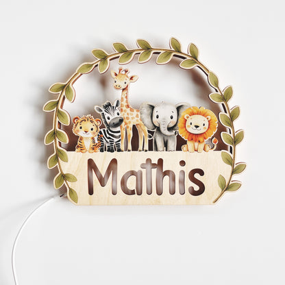 Nachtlicht personalisiert mit Safari Tieren
