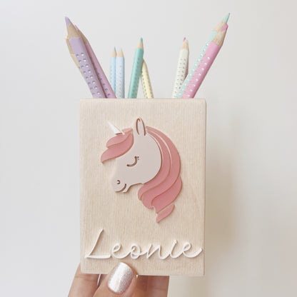 Einhorn Stiftehalter personalisiert, Schulstart Geschenk, Einschulung Geschenk