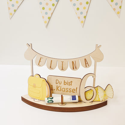 Personalisiertes Geldgeschenk zur Einschulung | Geschenk 1. Klasse mit Name & Zahl | Deko Schulstart Mädchen Junge (Kopie)