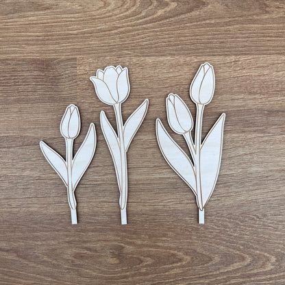 Tulpen Motivstecker aus Holz 3er Set