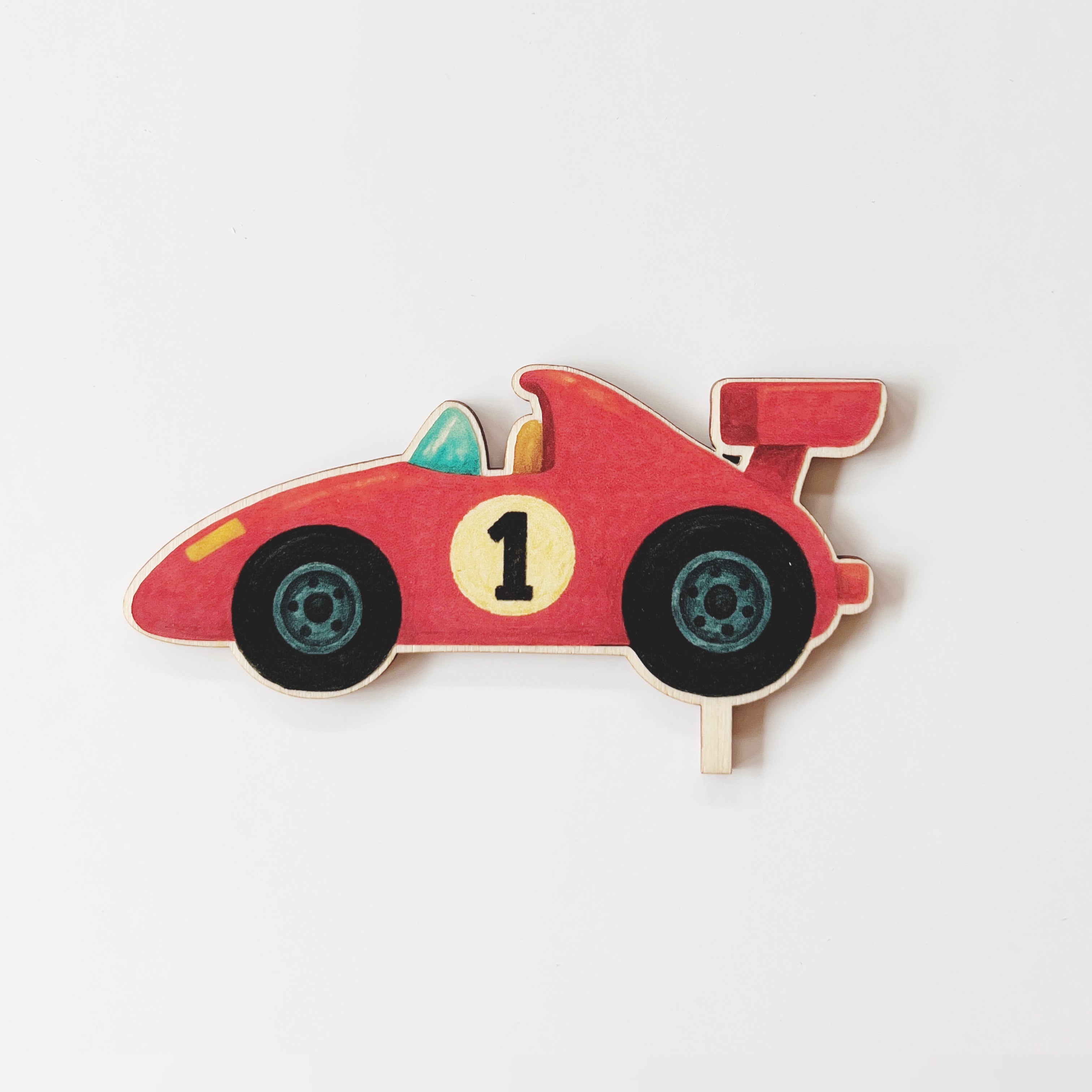 Motivstecker Rennauto rot mit der Zahl eins
