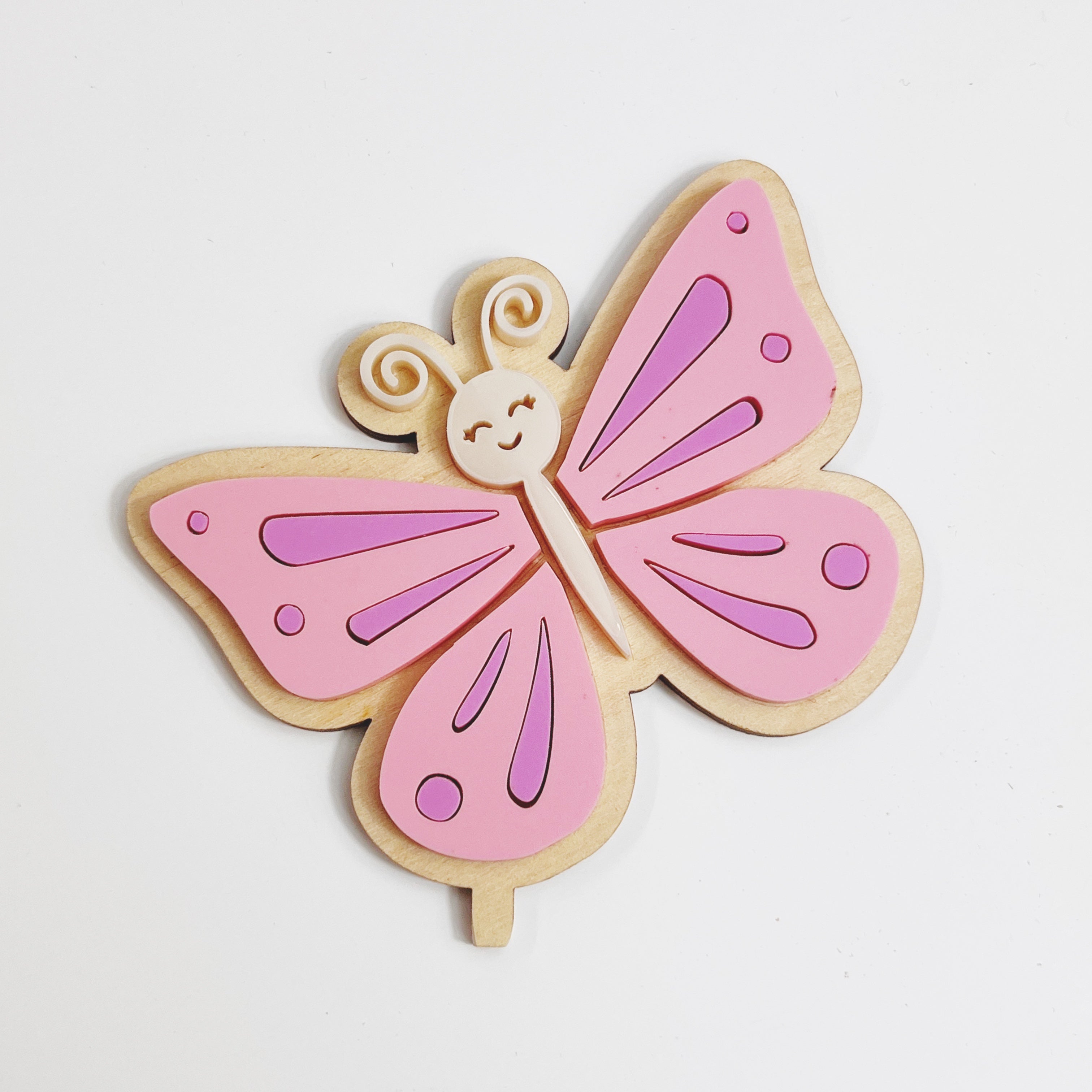 Motivstecker Schmetterling rosa/flieder Acryl auf Holz