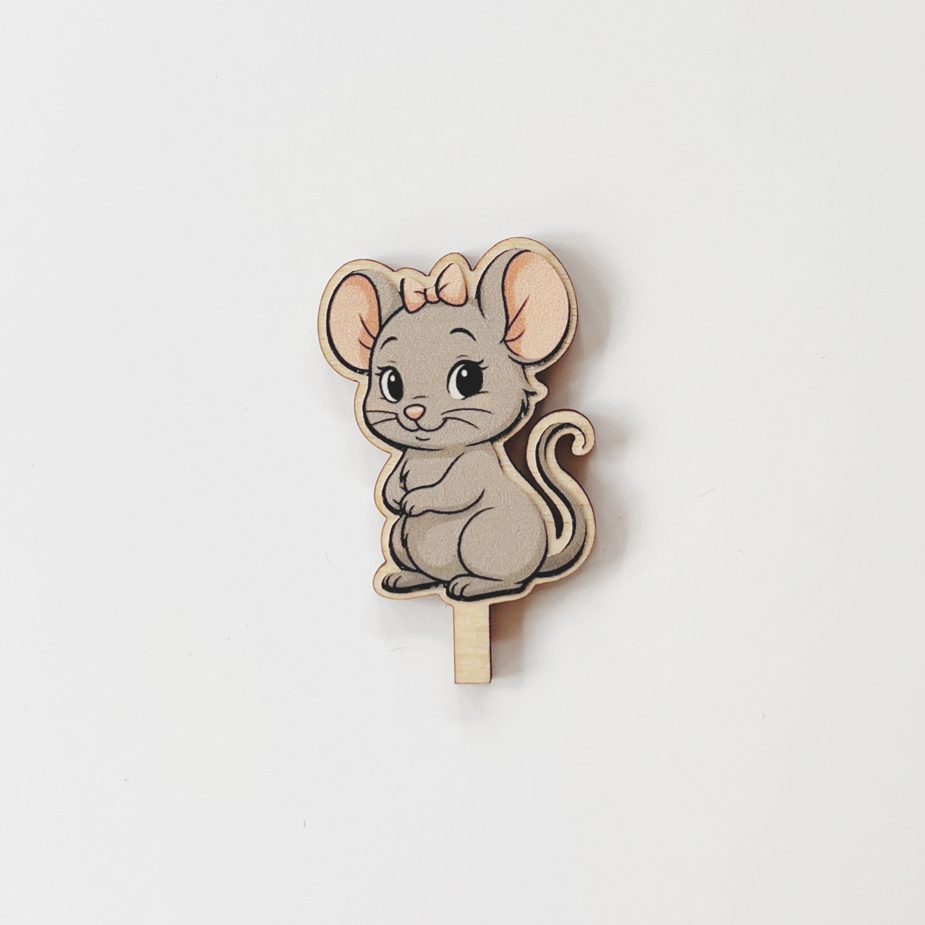 Aristocats inspired Katzen Motivstecker kleine, graue Maus mit Schleife