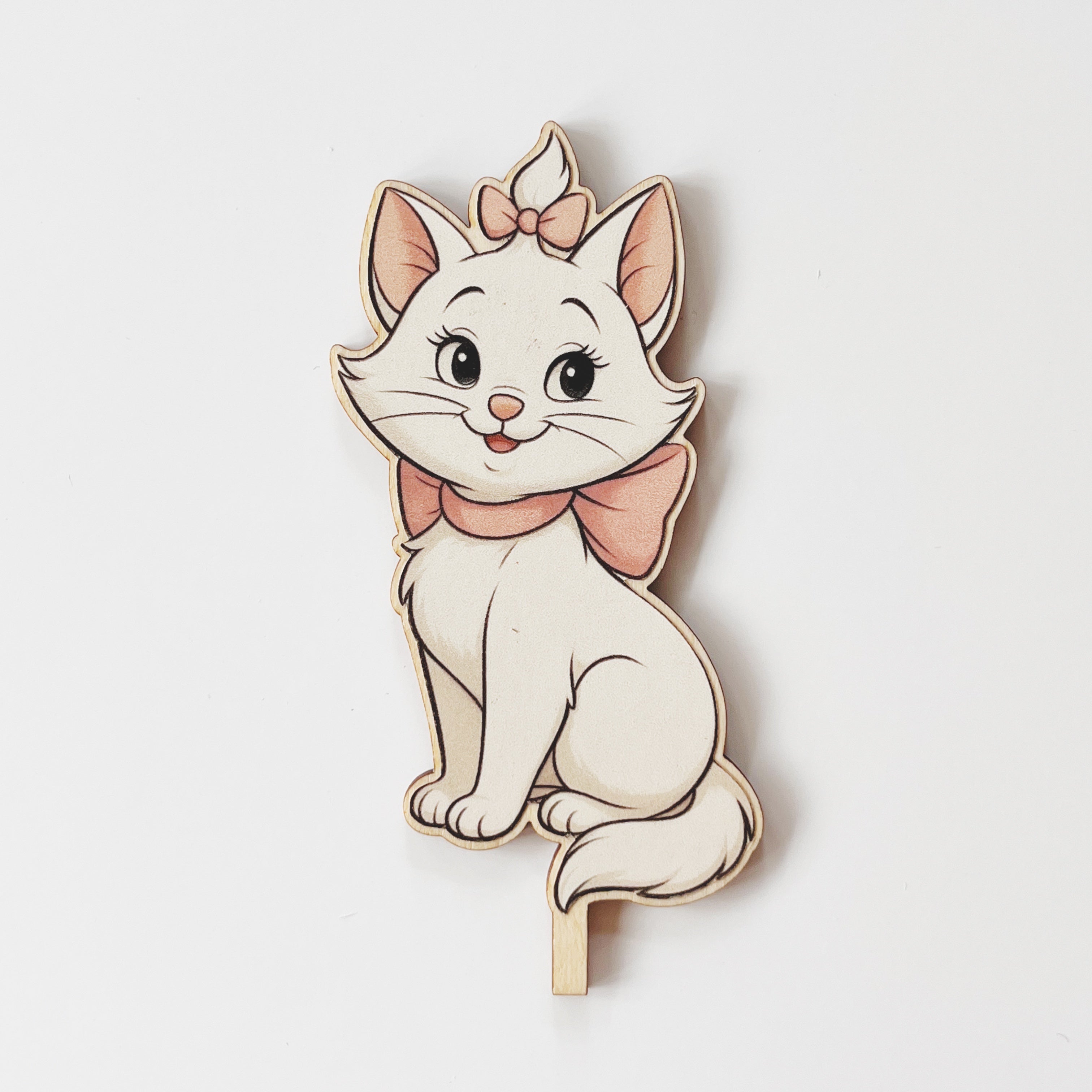 Aristocats inspired Katzen Motivstecker weiße Katze mit Schleife, sitzend