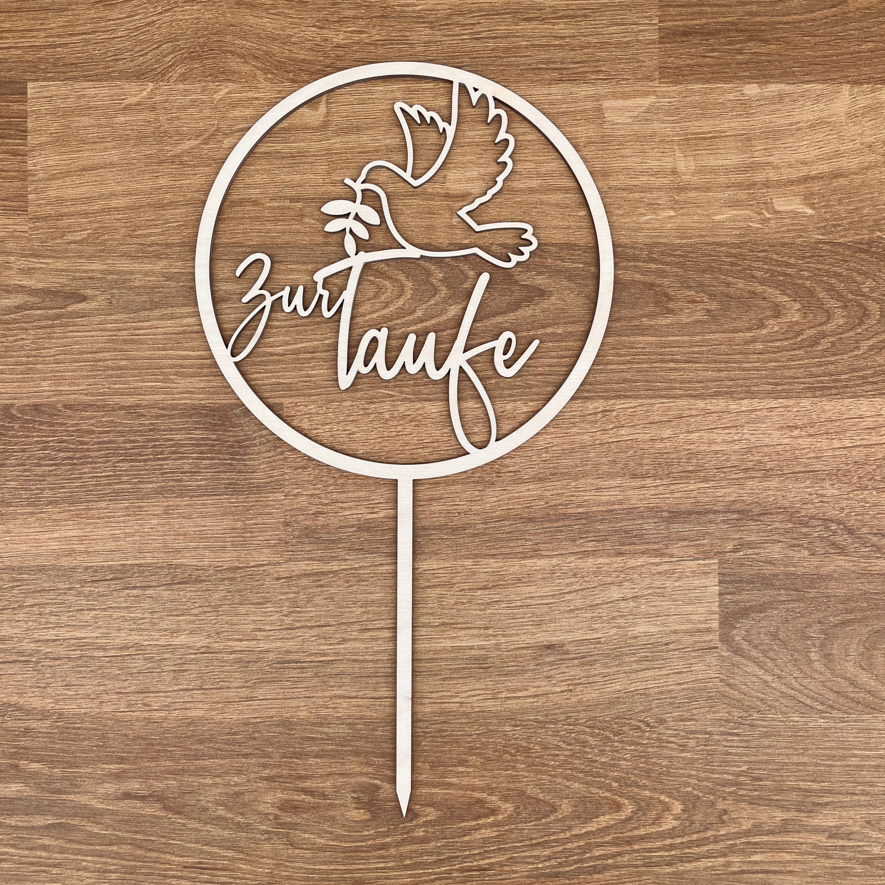 Caketopper "zur Taufe" mit Taube im Ring
