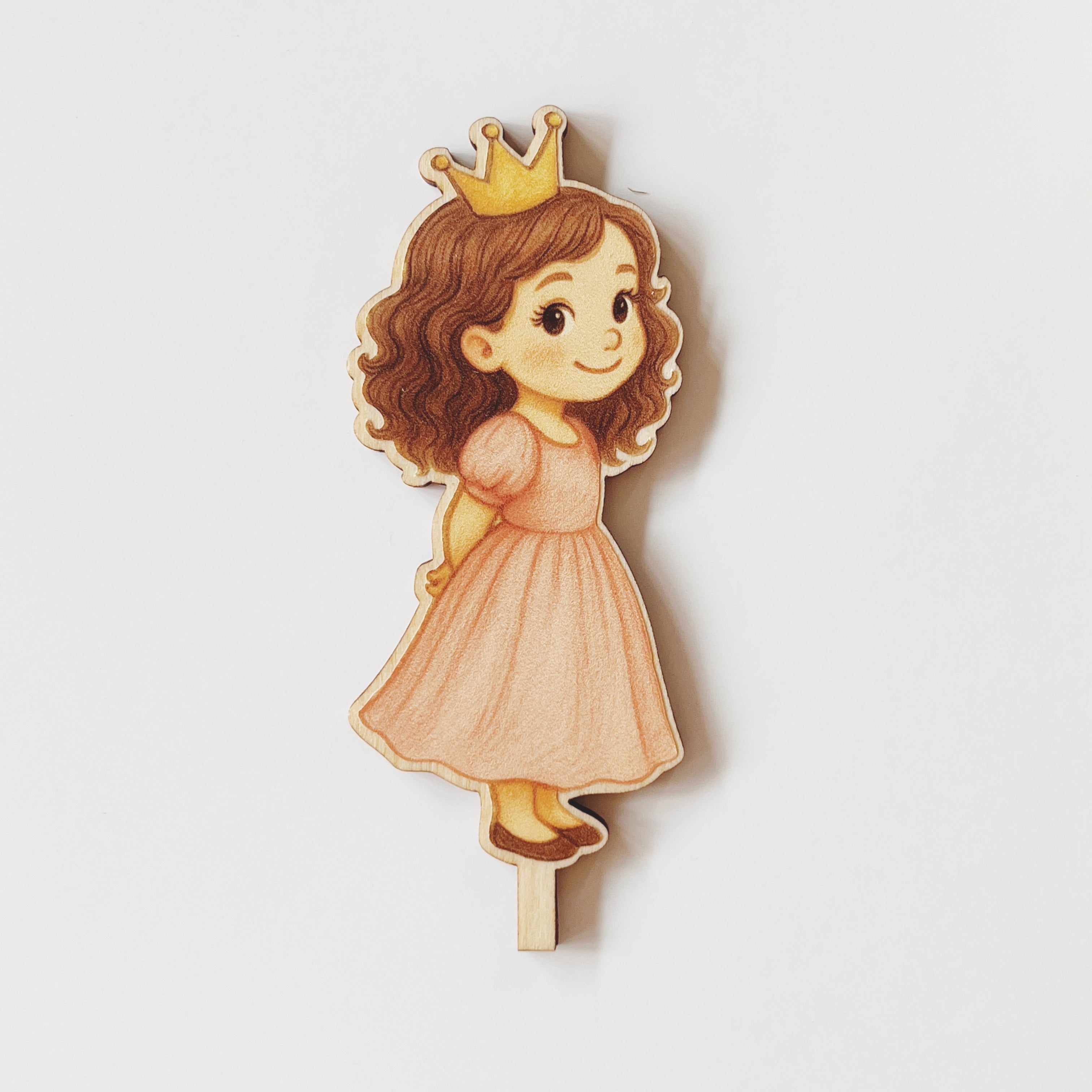 Motivstecker Prinzessin mit rosa Kleid und braunen Haaren