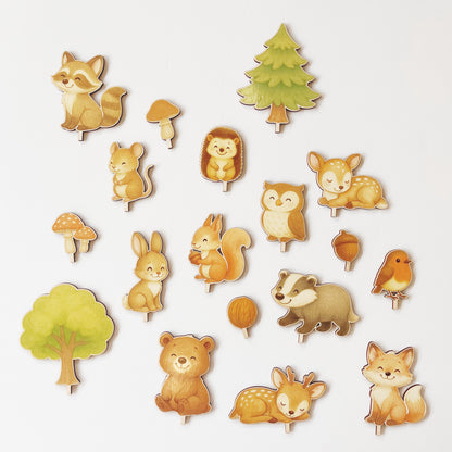 Motivstecker Set Waldmotto, Waldtiere, Woodland Animals