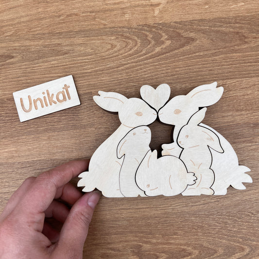 Unikat Hasenfamilie mit 3 Hasenkindern