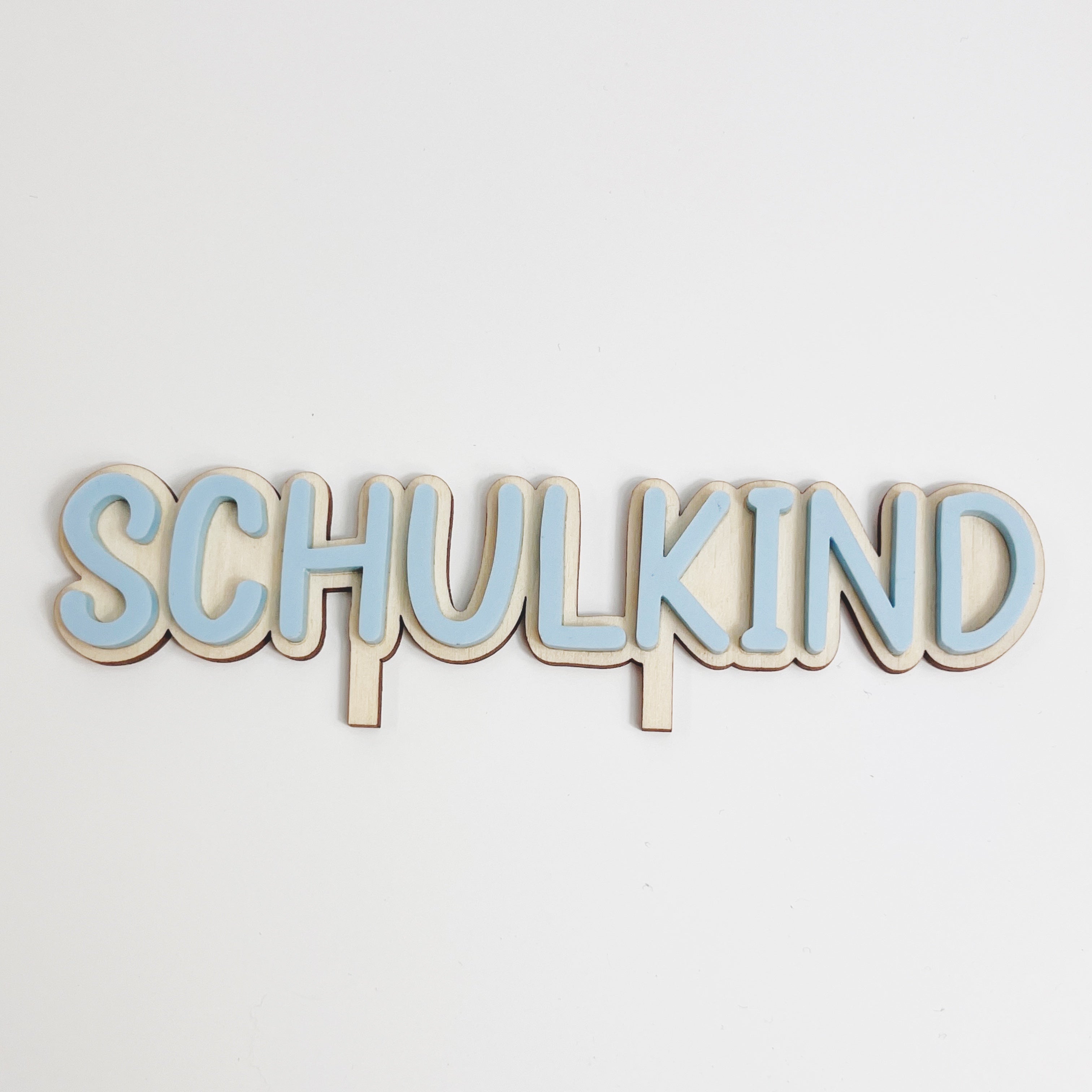 Motivstecker SCHULKIND pastellblau Acryl auf Holz