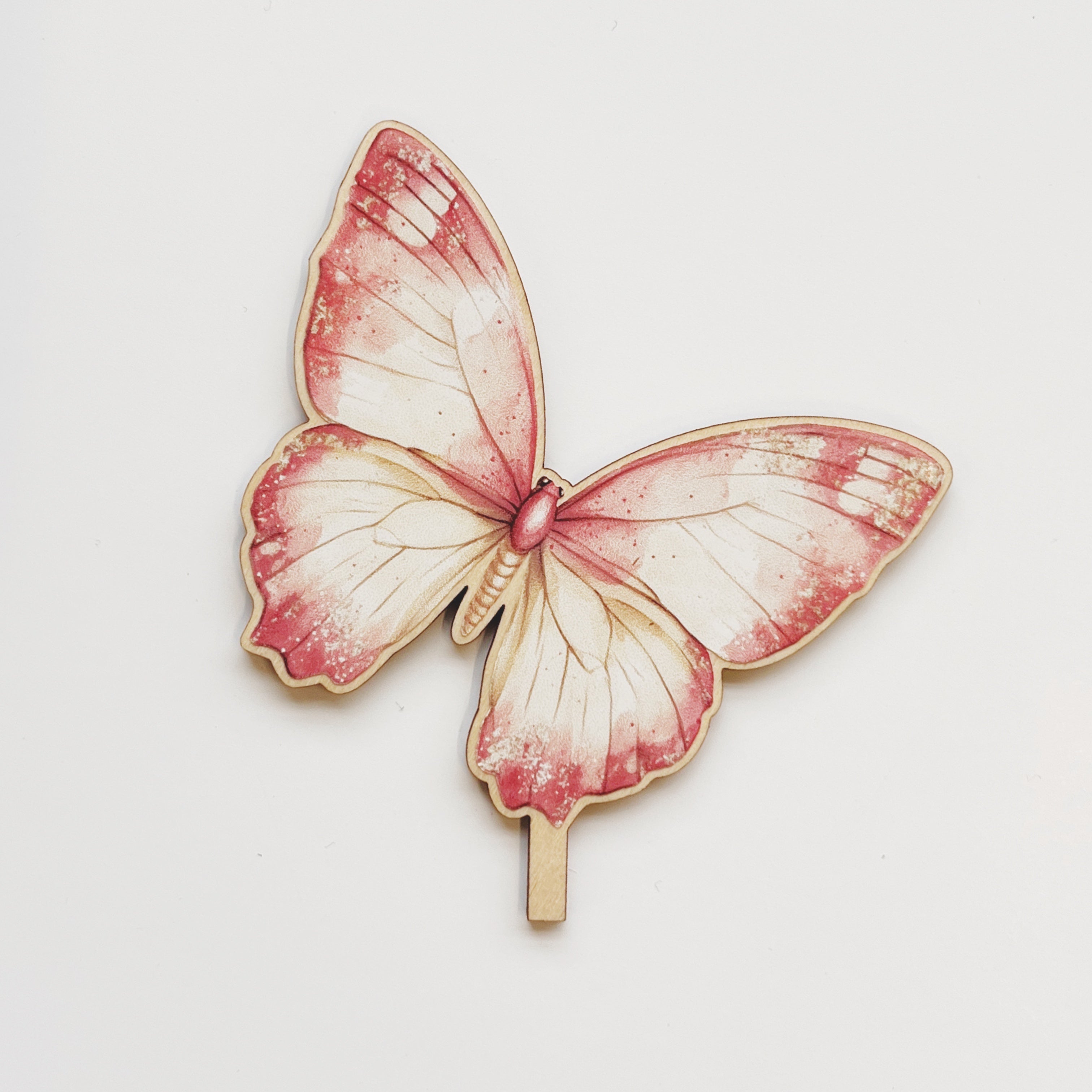Motivstecker Schmetterling rosa Feenmotto